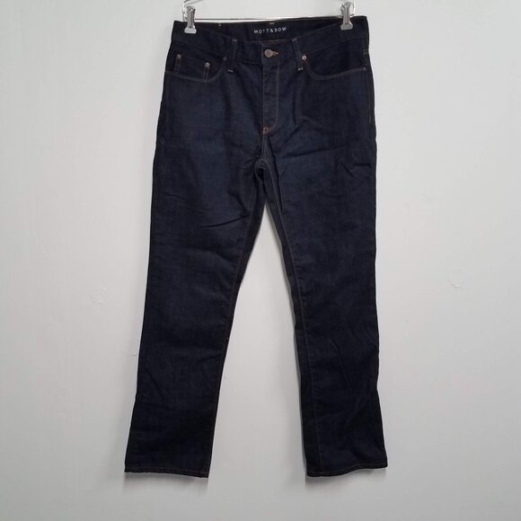 Mott and Bow Jeans Blue Mens 32x32 Straight Dark Wash Denim MB912-32-RT-RAW-9 - Picture 1 of 10